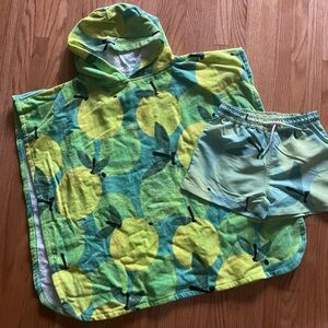 Zara Kids Swim Trunks Hood Towel Bundle